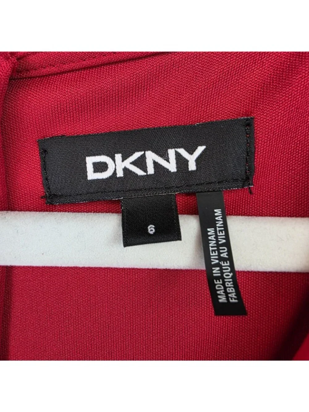 DKNY Dress Womens 6 Red Wrap V Neck Long Sleeve Chiffon Hi-Low Midi Belted